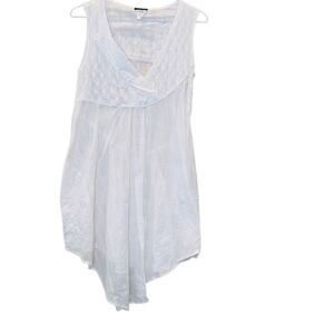 Anthropologie Left Of Center Gauzy Cotton Asymmetric Tunic Blouse White Medium